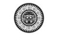 Sacred Mayan sun god, Aztec wheel calendar, Maya symbols ethnic mask, black tattoo round frame border old logo icon vector sign Royalty Free Stock Photo