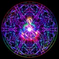 Sacred meditation abstract colorful mandala illustration Royalty Free Stock Photo