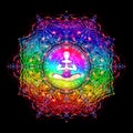 Sacred meditation abstract colorful mandala illustration Royalty Free Stock Photo