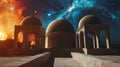 A sacred observatory where astronomical alignments create portals to higher understanding studied by priests