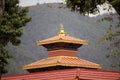 Sacred places in the Himalayas. Buddha monastery Species pictures of the city of Pokhara Nepal. Royalty Free Stock Photo