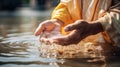 Sacred rituals: Monks perform traditional water blessings.AI Generated