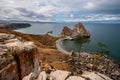 The sacred rock Shaman on the island of Olkhon on Lake Baikal.