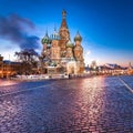 SACRED SAINT BASILS CATHEDRAL OF MOSCOW AT SUNRICE Royalty Free Stock Photo