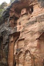 Sacred sculptures carved into rock in Gwalior, India