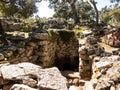 Sacred Source entrance archaeological site of Noddule in the megalithic circle and large circular hut in the new archaeological