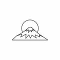 Sacred symbol of Japan Fuji icon, outline style