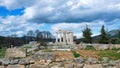 Sacred temple of Zeus in ancient Nemea, Greece. Archaeological Museum of Ancient Nemea. Royalty Free Stock Photo