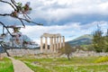 Sacred temple of Zeus in ancient Nemea, Greece. Archaeological Museum of Ancient Nemea. Royalty Free Stock Photo