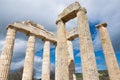 Sacred temple of Zeus in ancient Nemea, Greece. Archaeological Museum of Ancient Nemea. Royalty Free Stock Photo