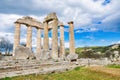 Sacred temple of Zeus in ancient Nemea, Greece. Archaeological Museum of Ancient Nemea. Royalty Free Stock Photo