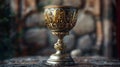 Sacred Vessel: Illuminated Holy Chalice Gleaming in Spiritual Serenity