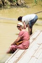 Sacred water of the River Jordan Royalty Free Stock Photo