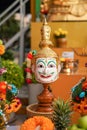 The Sacrifice objects set for the Thai filming project. They prepare in front of the spiritual landlord statue and asking for the