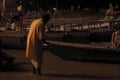 Sacrifice to the Ganges river at night