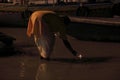 Sacrifice to the Ganges river at night