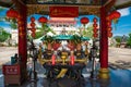 Sacrificial altar decorated with Denglong (traditional Chinese lanterns) at Viharn Sien temple