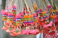 Sacrificing flowers in a Buddhist temple, Thailand Royalty Free Stock Photo