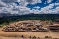 Sacsayhuaman ruins in Cusco, Peru. A monumental complex of stone buildings made by Incas.