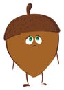 Sad acron nut , vector or color illustration