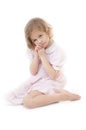 Sad adorable little blonde girl Royalty Free Stock Photo