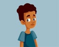 Sad African Teenage Boy Vector Illustration