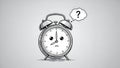 Sad Alarm Clock with Question Mark. Time Management Concept. Royalty Free Stock Photo