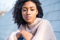 Sad and alone teenager portrait in the city street Royalty Free Stock Photo