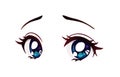 Sad anime style big blue eyes. Hand drawn vector cartoon illustration Royalty Free Stock Photo