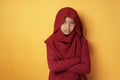 Sad Asian Teenage Muslim Girl Looking Down Royalty Free Stock Photo
