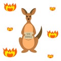 Sad Australian kangaroo asks for help due to fires Royalty Free Stock Photo