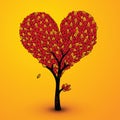 Sad autumn heart-shaped tree. Vector illustration, EPS10 Royalty Free Stock Photo