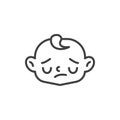 Sad baby face line icon Royalty Free Stock Photo