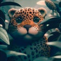 Sad baby, newborn tiger, leopard portrait in rainy forest Royalty Free Stock Photo