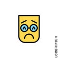 Sad and in Bad Mood color Emoticon Icon Vector Illustration. Style. Depressed, sad, stressed emoji icon vector, emotion, sad