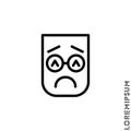 Sad and in a Bad Mood Emoticon Icon Vector Illustration. Outline Style. Depressed, sad, stressed emoji icon vector, emotion, sad
