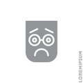 Sad Bad Mood Feel Sorry Regret Emoticon Icon Vector Illustration. Style. Gray on white