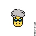 Sad and Bad Mood yellow Emoticon boy, man Icon Vector Illustration. Style. Depressed, sad, stressed emoji icon vector, emotion