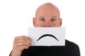Sad bald man with smiley Royalty Free Stock Photo