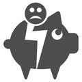 Sad Bankruptcy Piggy Bank Flat Icon