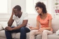 Sad black couple after pregnancy test result Royalty Free Stock Photo