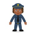 Sad Black Policewoman Cartoon Character