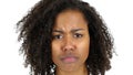 Sad Black Woman Face, Crying, white Background Royalty Free Stock Photo