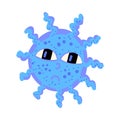 Sad blue viris or bacteria.Vector illustration for children. Illustrations with germs for childrens books. Flat style stickers are