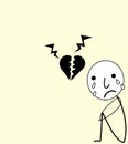 sad boy broken heart cartoon with speech bubble