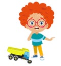 Sad boy with broken toy car wheel Royalty Free Stock Photo