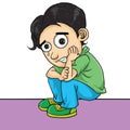 Sad boy feel pain toothache cartoon illustration Royalty Free Stock Photo