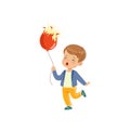 Sad boy holding bursting balloon vector Illustration on a white background Royalty Free Stock Photo