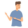 Sad boy talk icon cartoon vector. Irate problem Royalty Free Stock Photo
