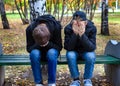 Sad Boys outdoor Royalty Free Stock Photo
